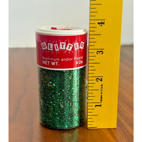 Vintage Glitterex Corp. Cranford, NJ Full 4 oz Jars Green & Red Glitter - Set 2 - Picture 3 of 12